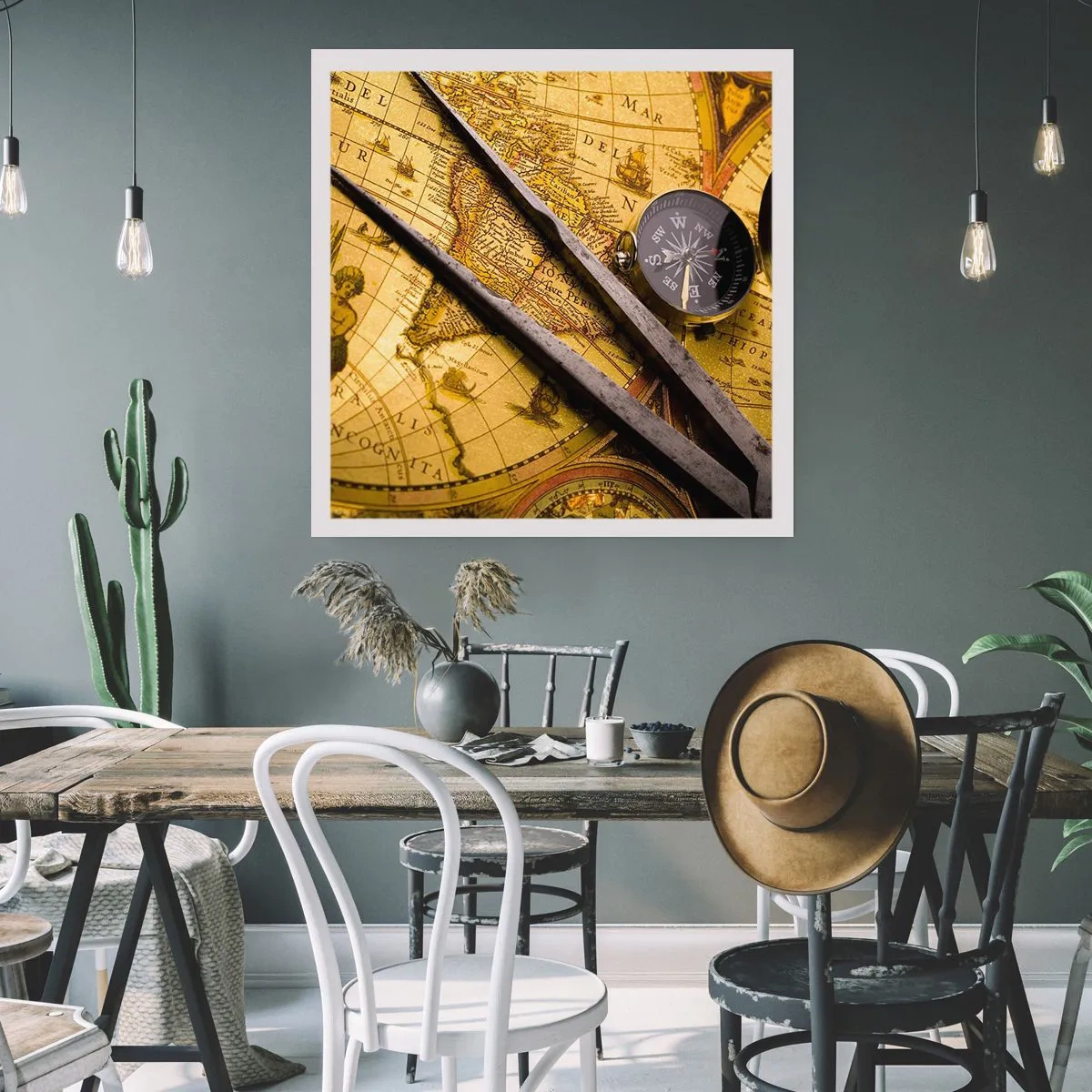 Poster - With a Compass through the Seas - 30x30 cm