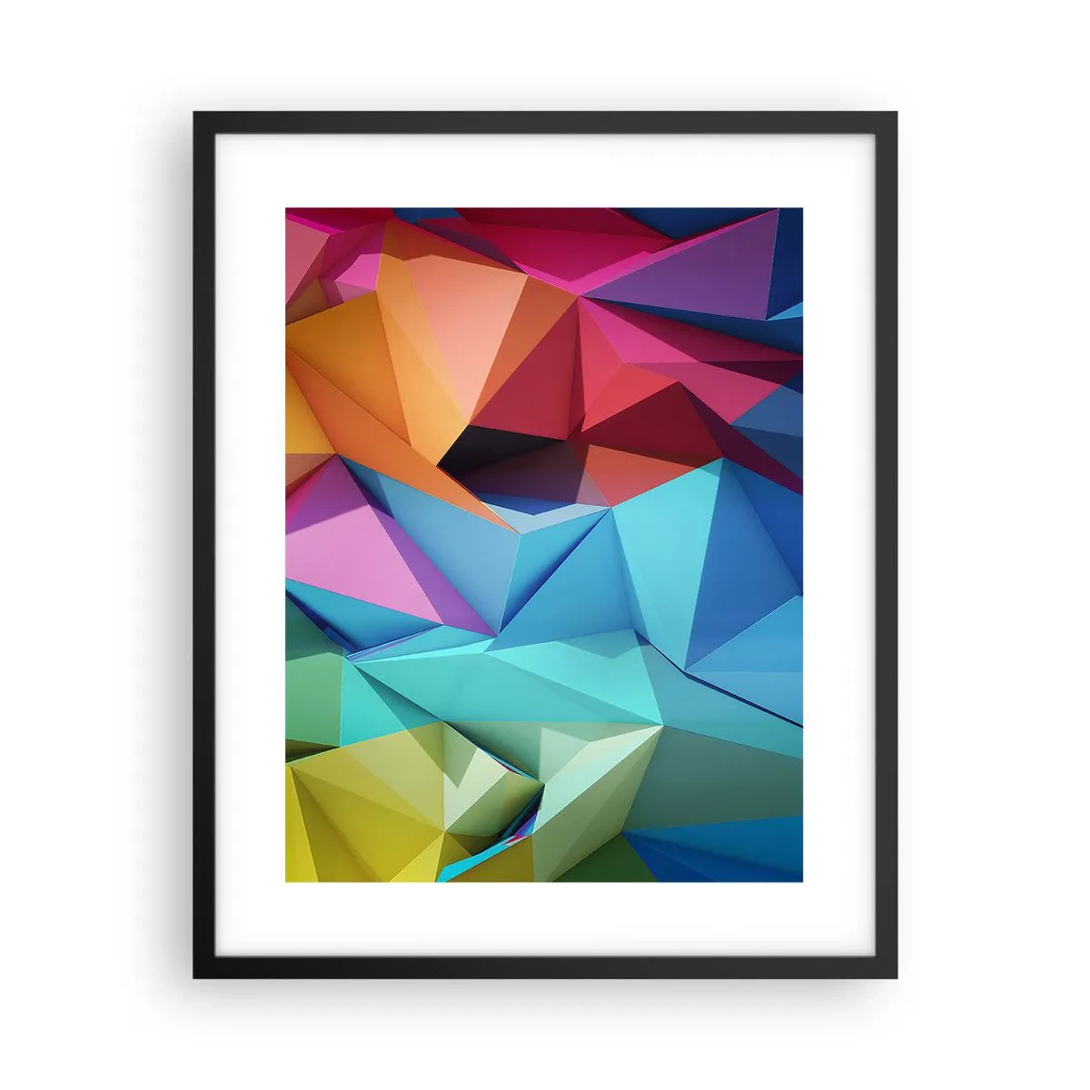 Poster in black frame - Rainbow Origami - 40x50 cm