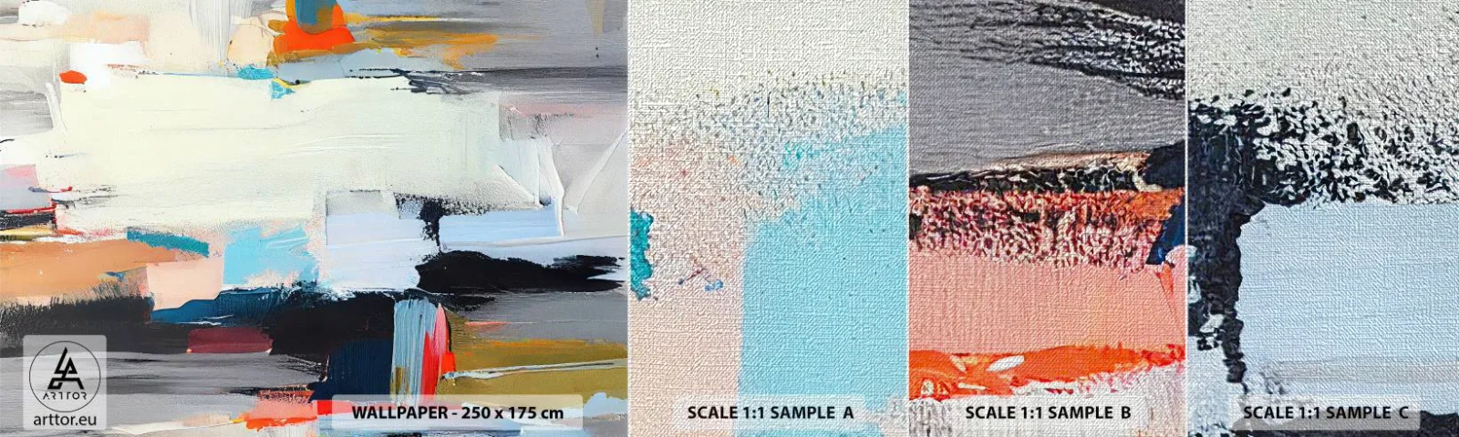 Photo Wallpaper Sample Premium Canvas - Is There a Method? - Modern, Paints, Minimalistic - 100x30 cm