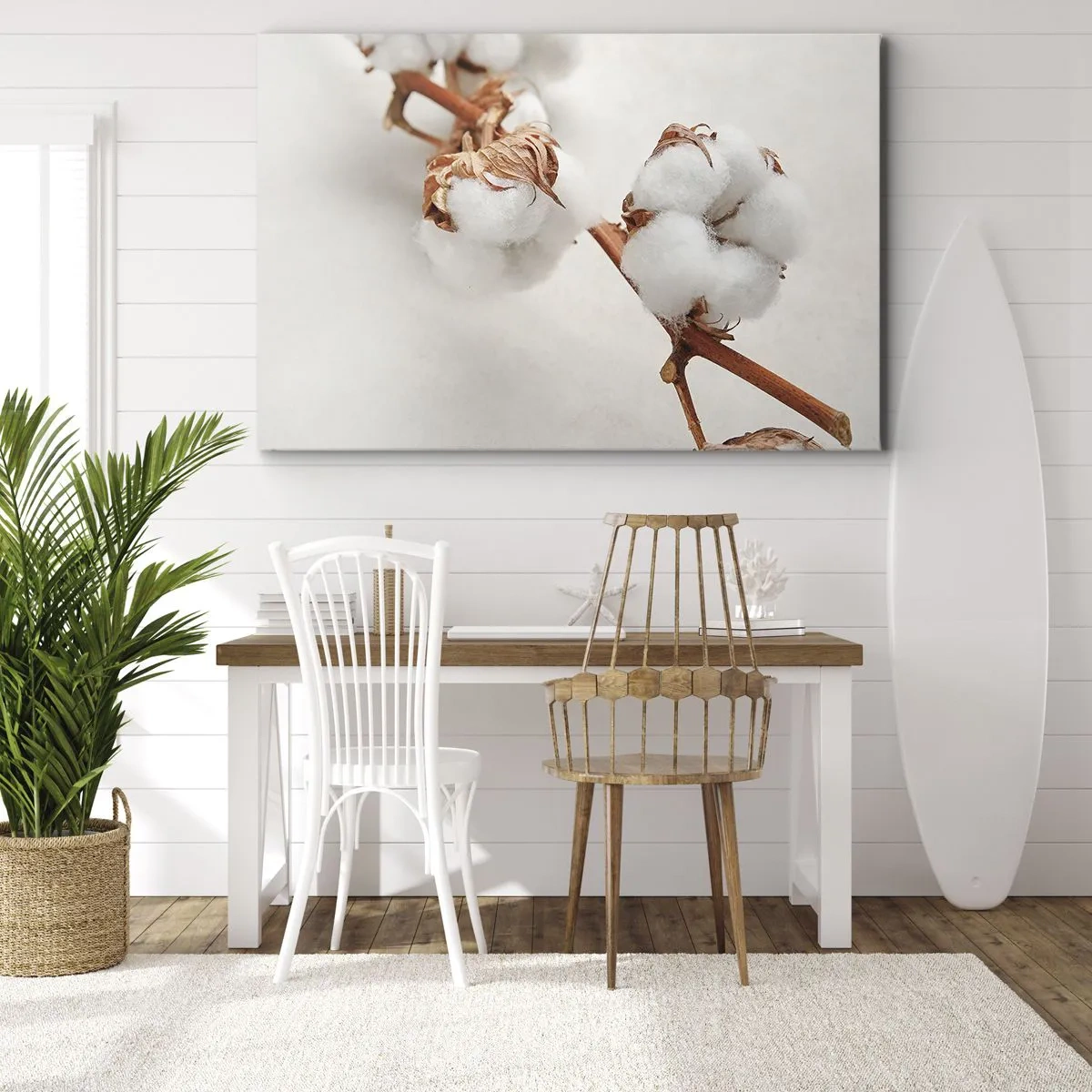 Canvas picture - A sprig of cotton on a subtle background - 70x50cm - Just Cuddle It - Modern wall decoration for the living room and bedroom ARTTOR