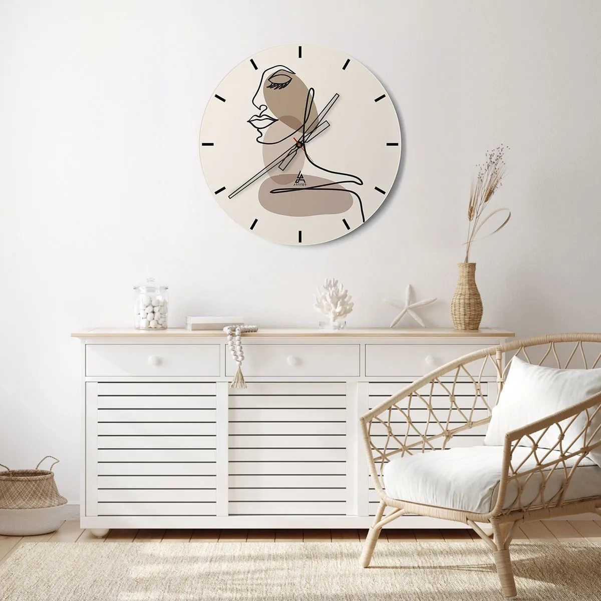 Wall clock - Clock on glass - Listening to Herself - 40x40 cm