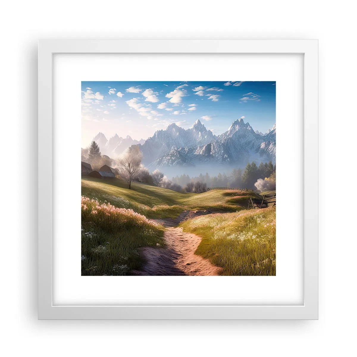 Poster in white frmae - Quiet Valley - 30x30 cm
