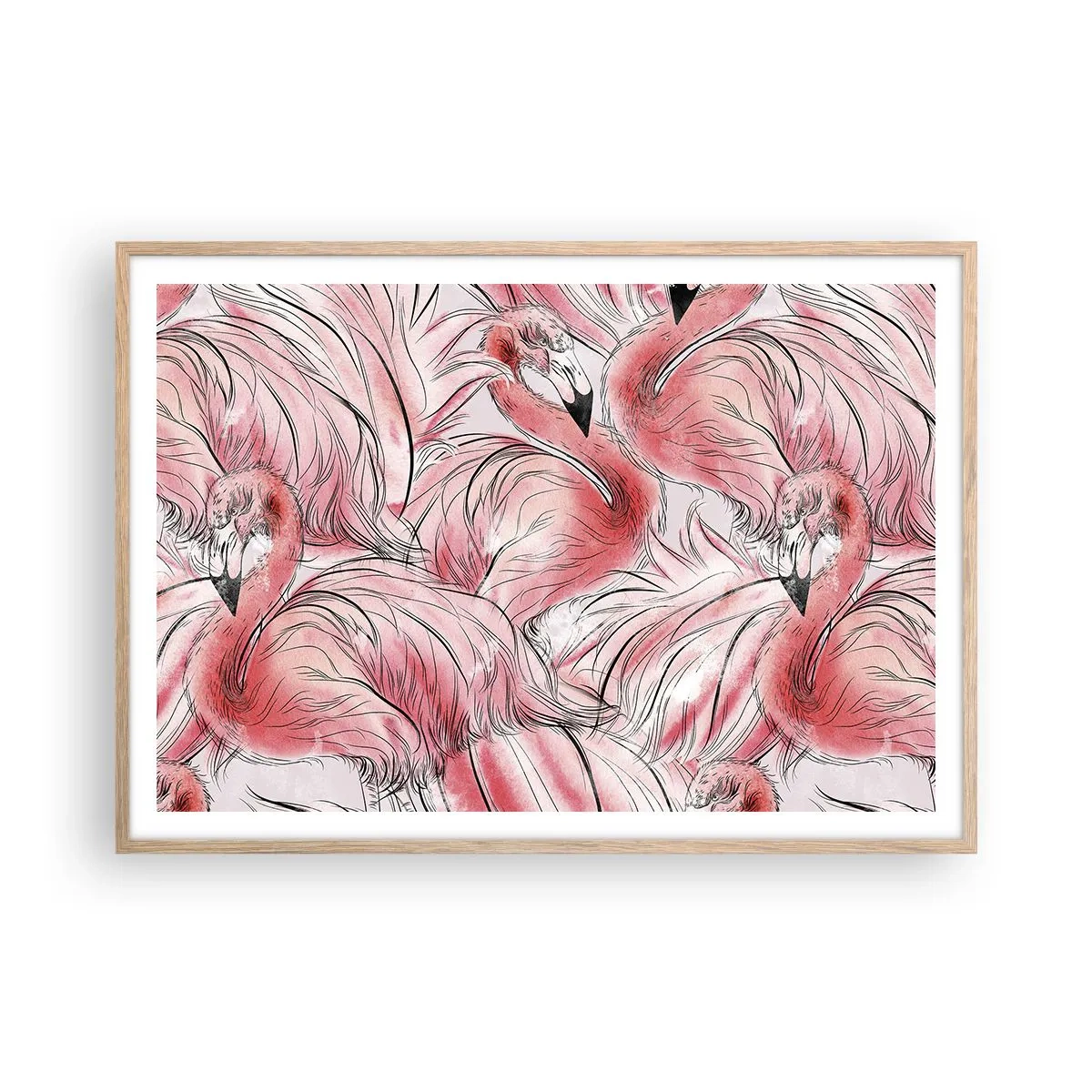 Poster in light oak frame - Bird Corps de Ballet - 100x70 cm