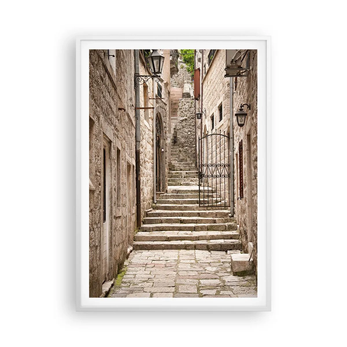 Poster in white frmae - Magical Old Alley - 70x100 cm