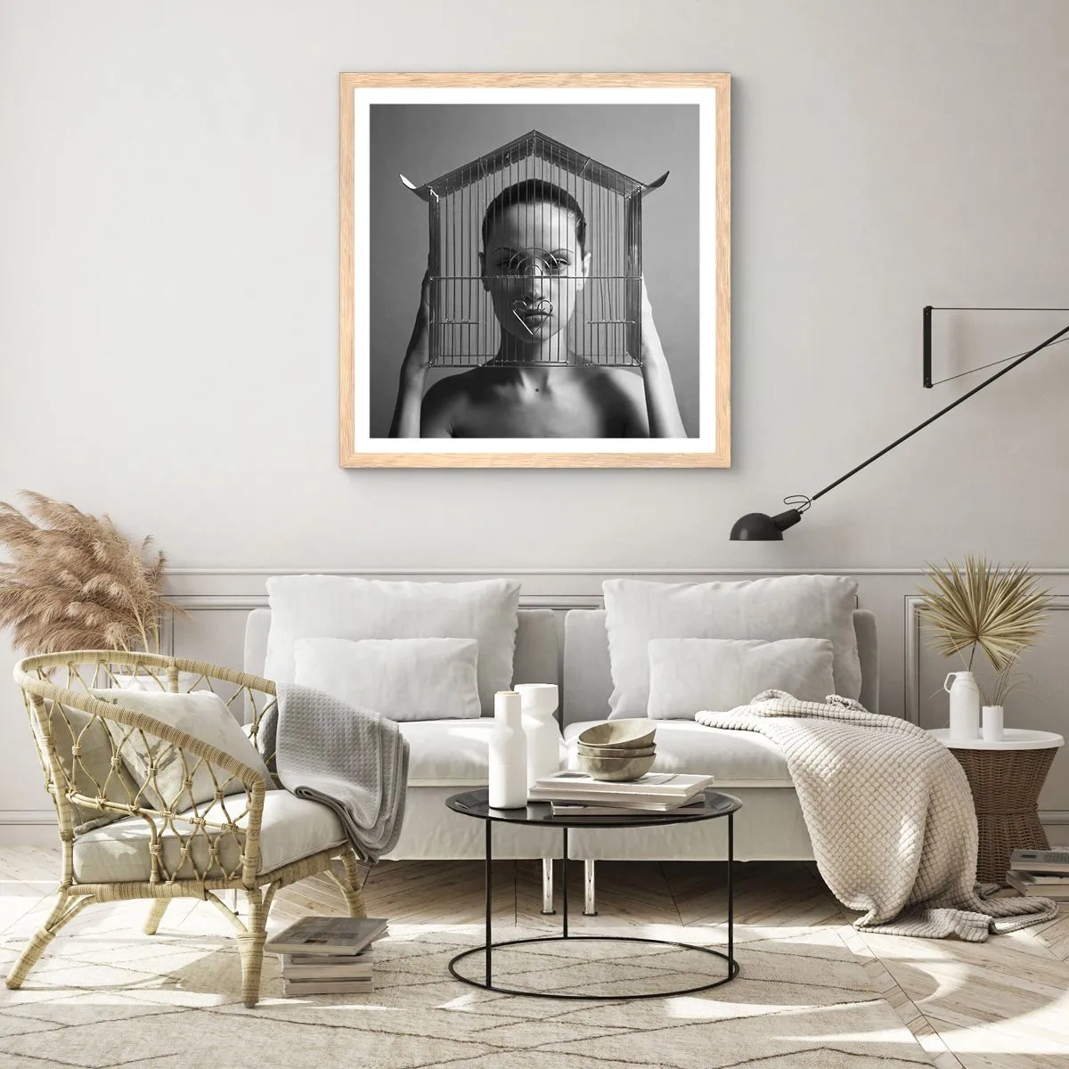 Poster in light oak frame - A Bit Surrealistic Portrat - 40x40 cm