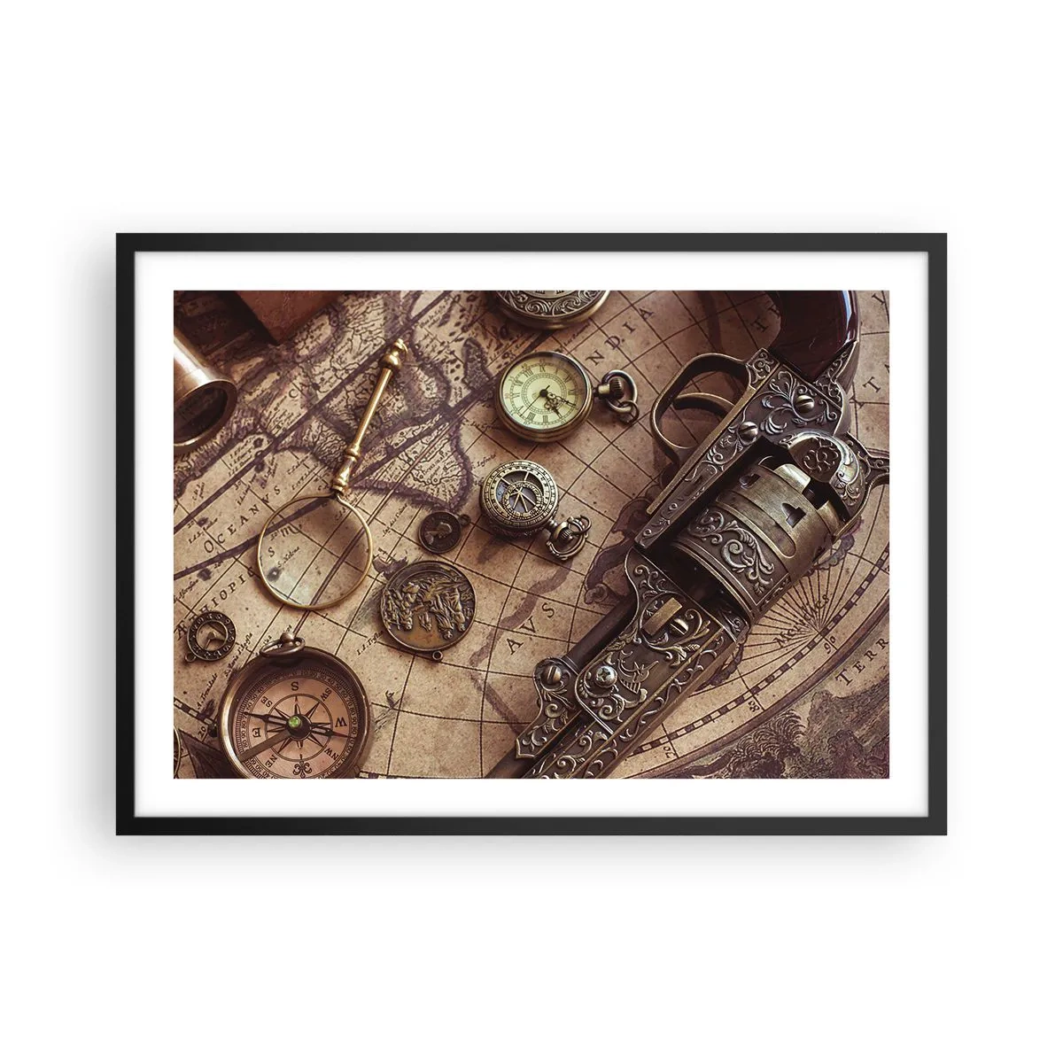 Poster in black frame - Adventure Calls - 70x50 cm