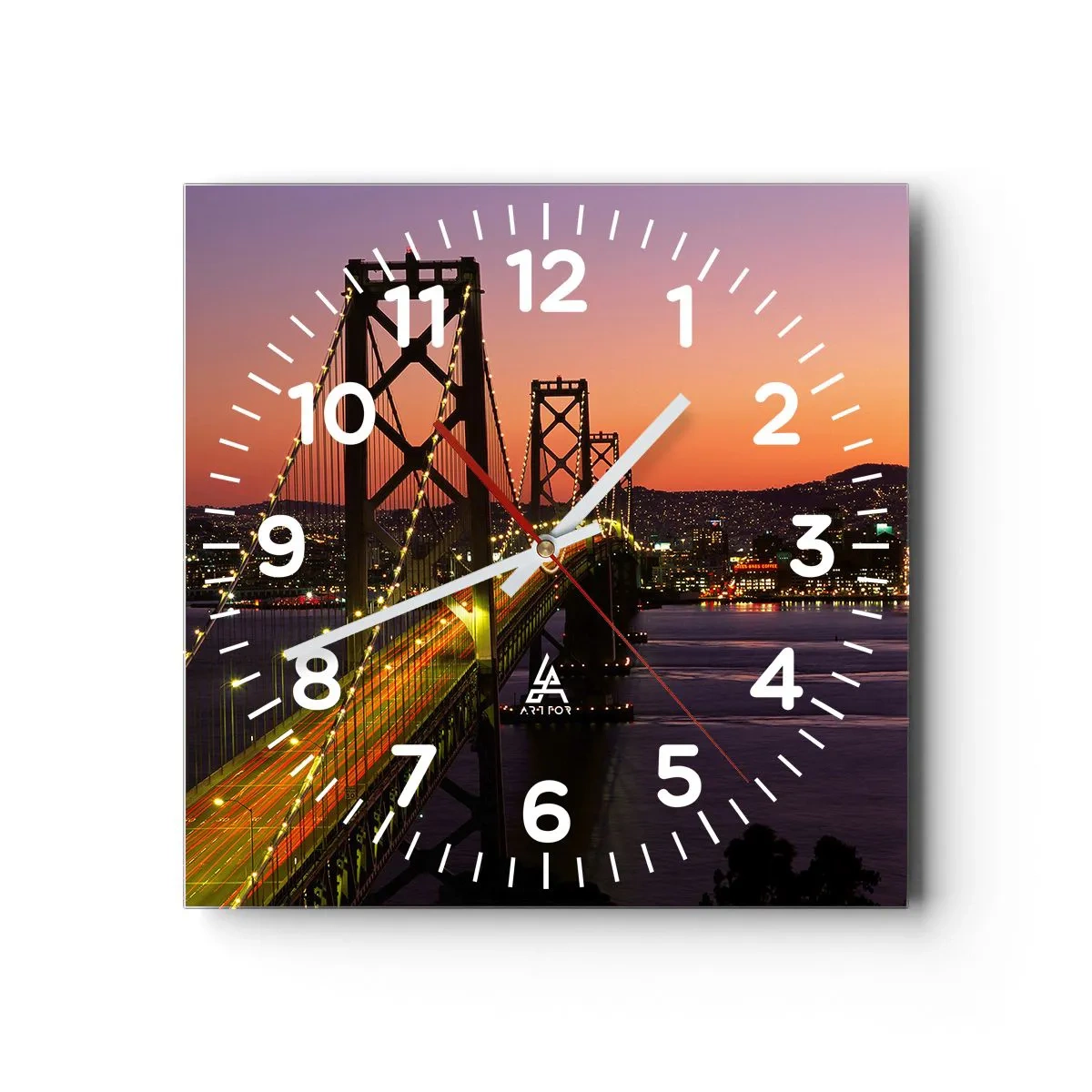 Wall clock - Clock on glass - Evening in Purple - 30x30 cm