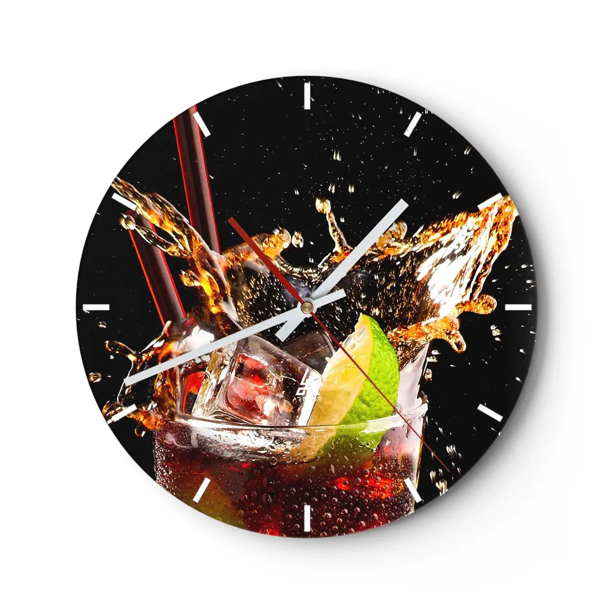 Wall clock - Clock on glass - Joy and Energy of Colours - 40x40 cm