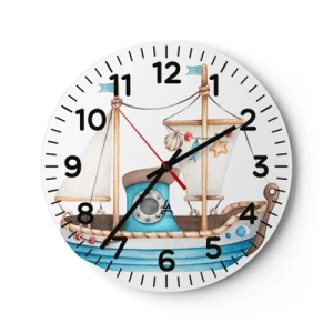 Wall clock - Clock on glass - Ahoy, Adventure! - 30x30 cm