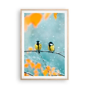 Poster in light oak frame - Birdy Gossip - 61x91 cm
