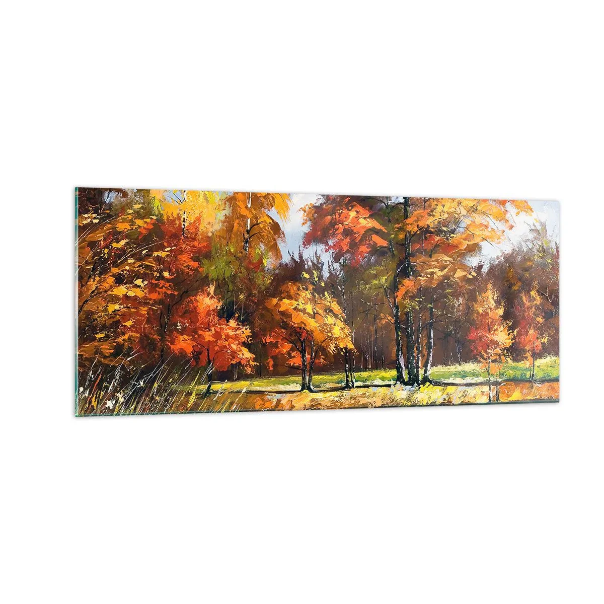 Glass picture - Landscape in Gold and Brown - 100x40 cm