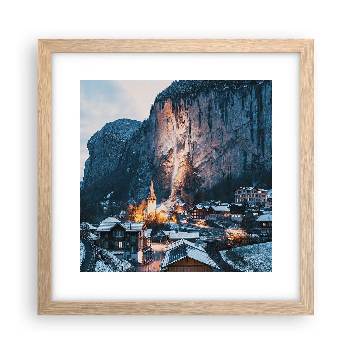 Poster in light oak frame - Sparkling Winter Spirit - 30x30 cm