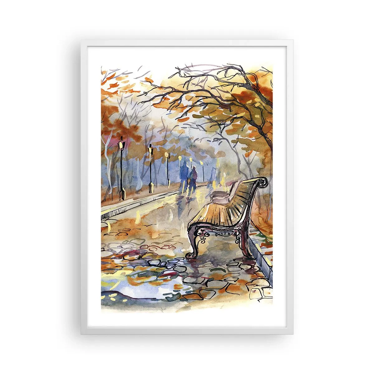 Poster in white frmae - Walking together into Autumn - 50x70 cm
