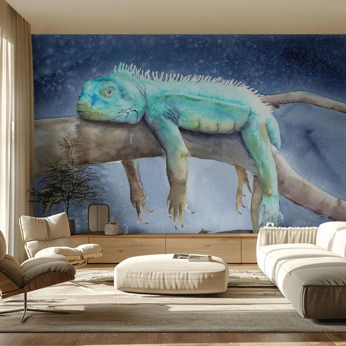 Self-Adhesive Photo Wallpaper Deluxe Sticker - It Feels Good - Chameleon, Animal, Laziness - 300x210 cm