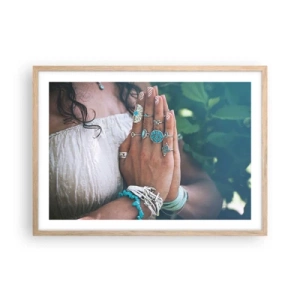 Poster in light oak frame - Welcome to the Centre of Wellbeing - 70x50 cm