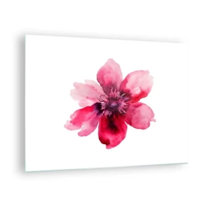 Glass picture - Watercolor illustration of a red flower on a white background - 70x50cm - Carmine, Fragrant Kiss - Modern wall decoration for the living room and bedroom ARTTOR