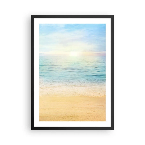 Poster in black frame - Peaceful view of the beach and sea at sunrise - 50x70cm - The Big Blue - Modern wall decoration for the living room and bedroom ARTTOR