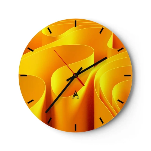 Wall clock - Clock on glass - Like Waves of the Sun - 40x40 cm