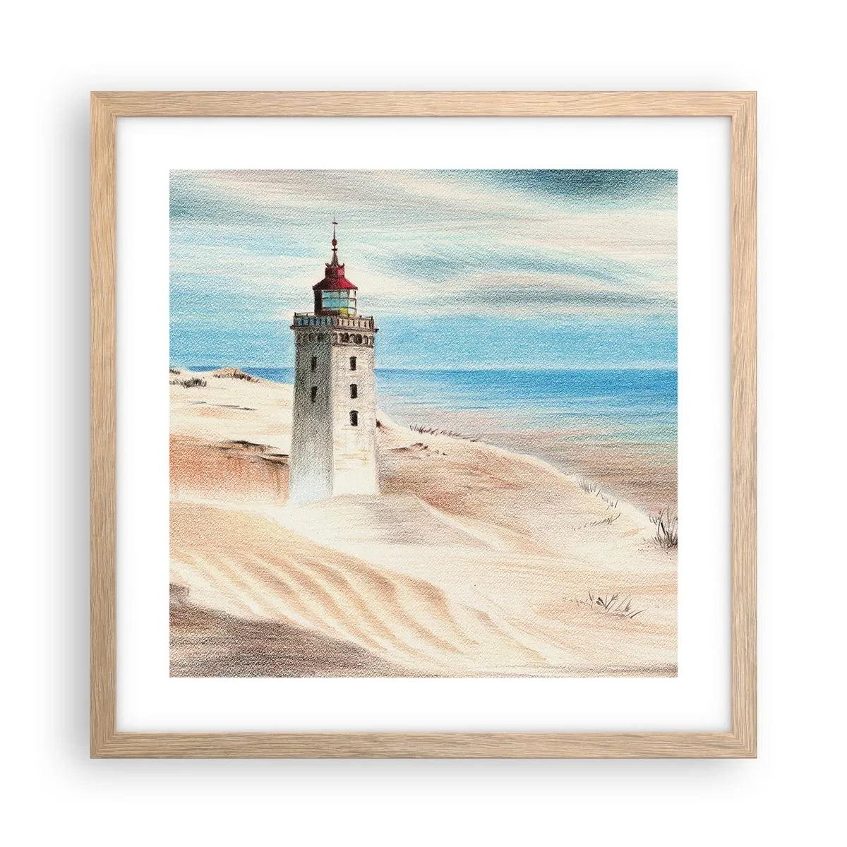 Poster in light oak frame - Always Staring at the Sea - 40x40 cm