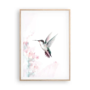Poster in light oak frame - Stopped in Flutter - 70x100 cm