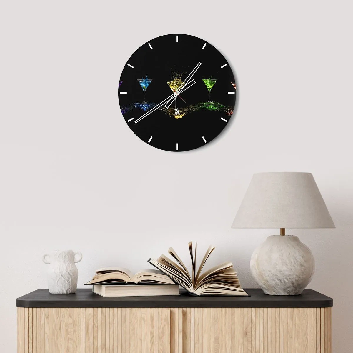 Wall clock - Clock on glass - Colours of Joy in Crystal Glass - 30x30 cm