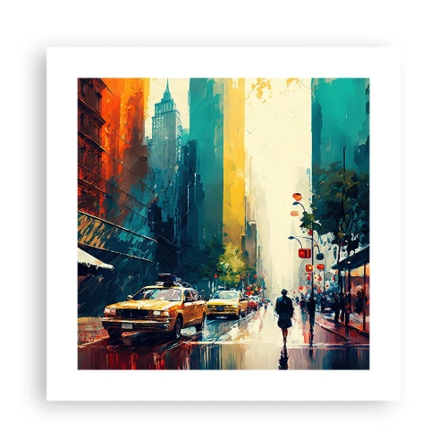 Poster - New York - Even Rain Is Colourful - 40x40 cm
