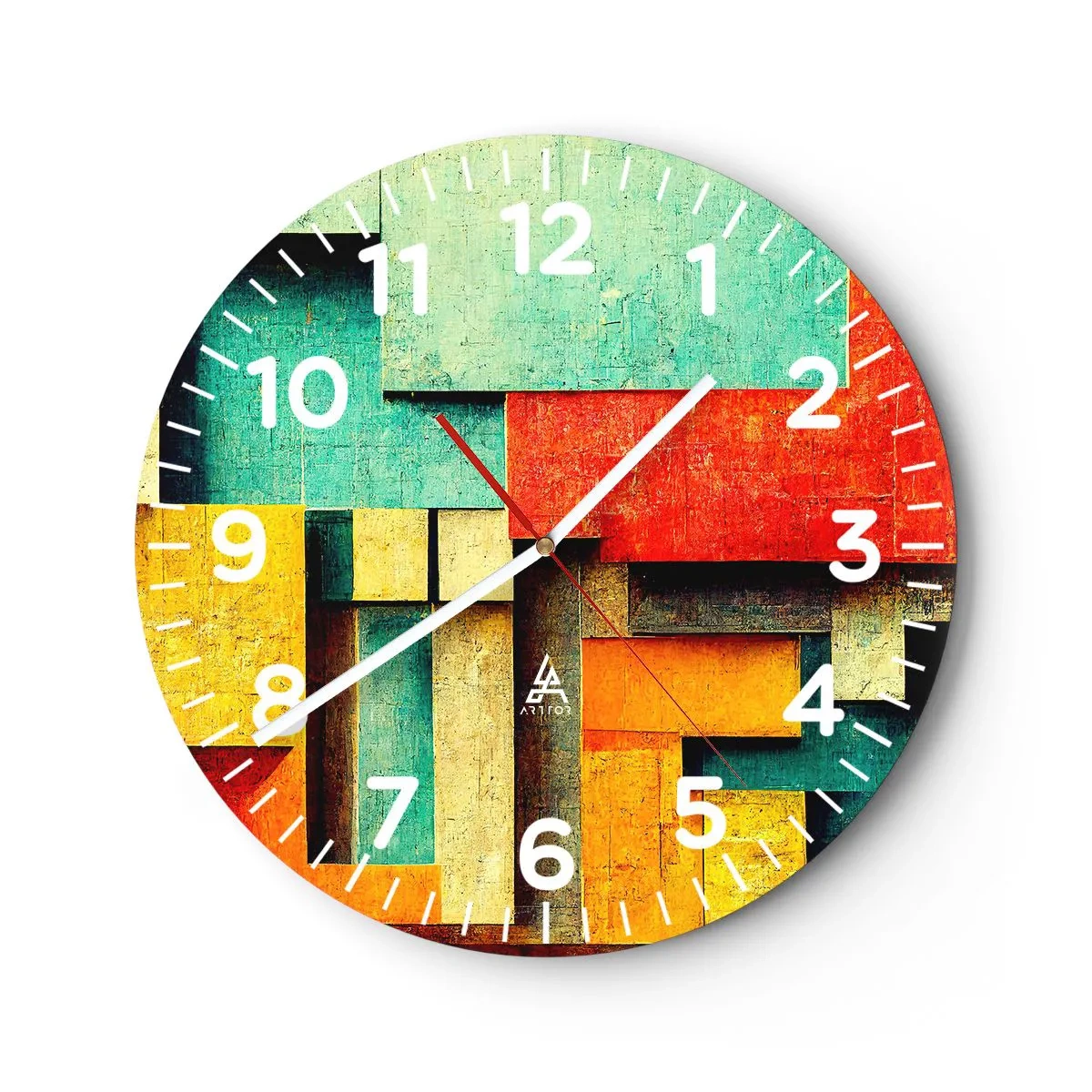 Wall clock - Clock on glass - Festival of Right Angles - 40x40 cm