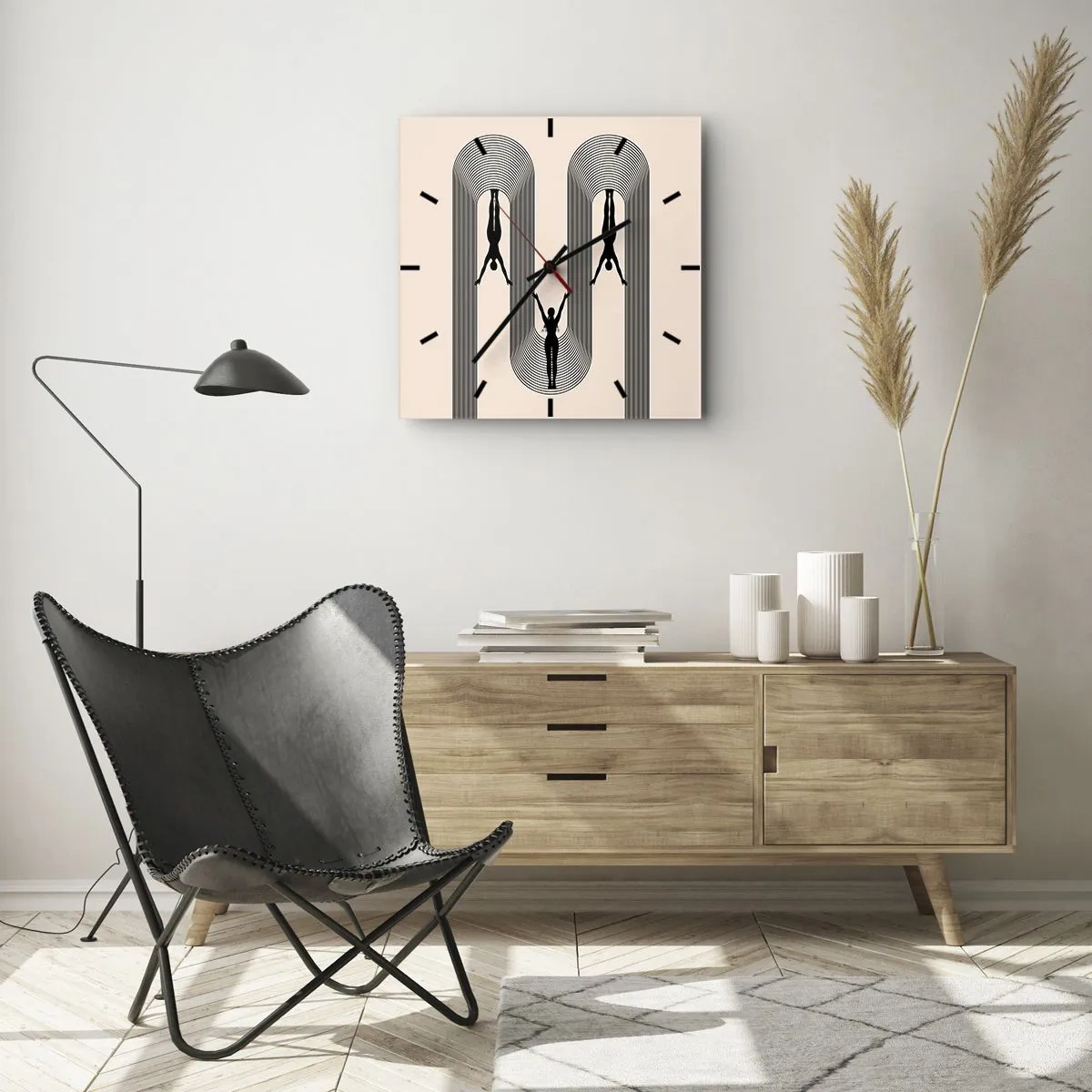Wall clock - Clock on glass - Upside Down - 40x40 cm