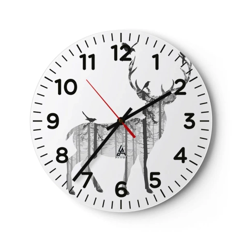 Wall clock - Clock on glass - Good Spirit of a Forest - 40x40 cm
