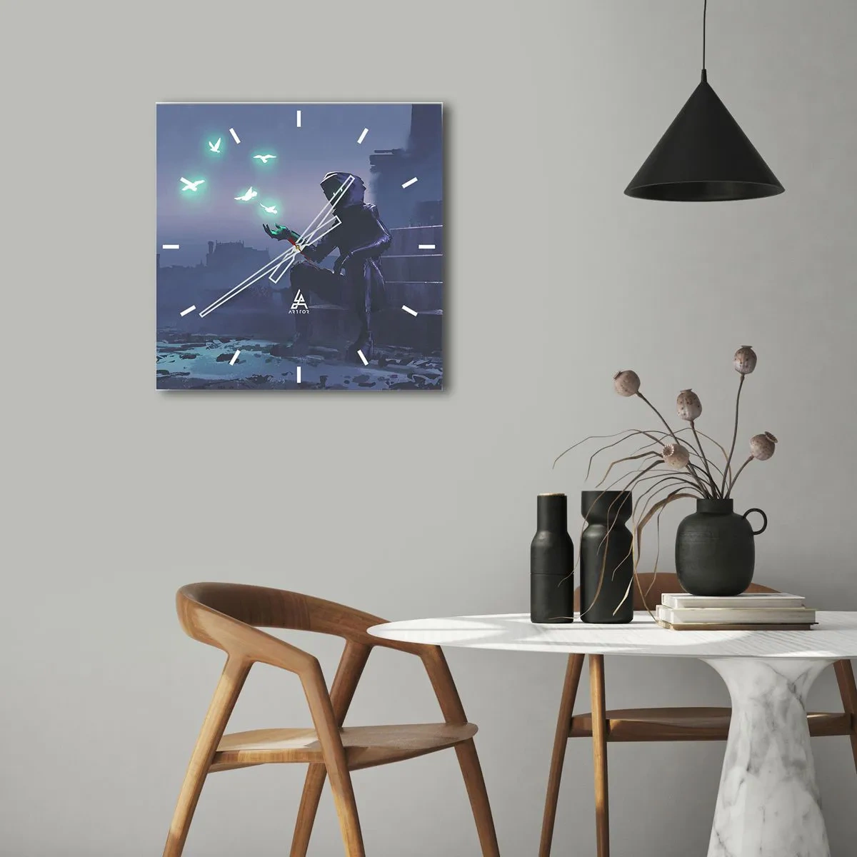 Wall clock - Clock on glass - Life Will Be Restored - 30x30 cm