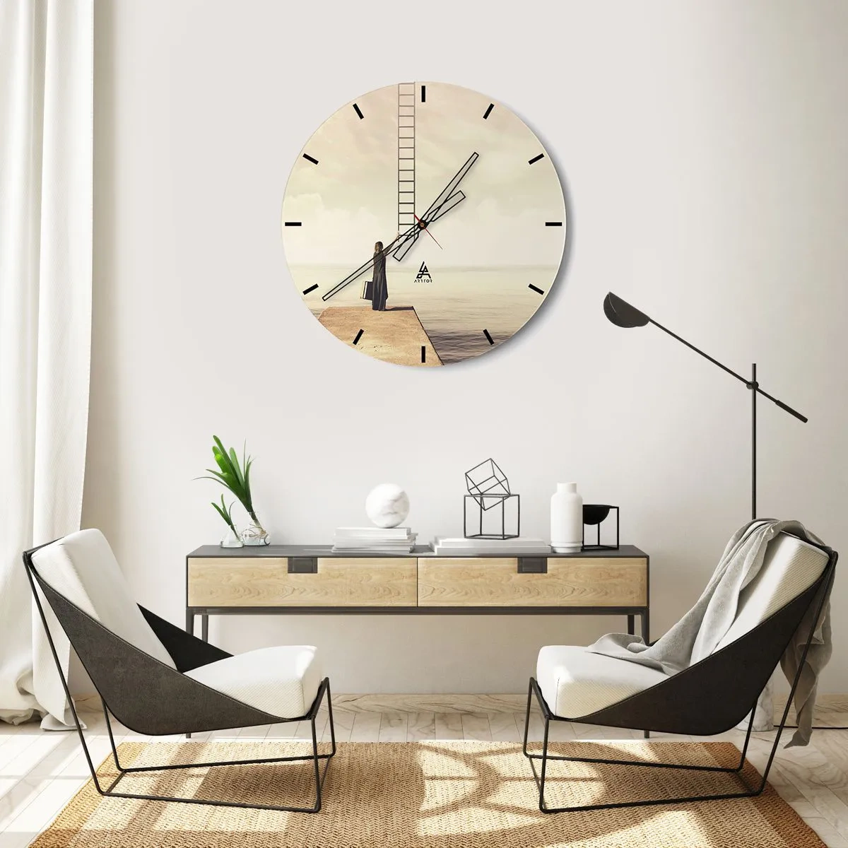 Wall clock - Clock on glass - Magical Trip - 40x40 cm