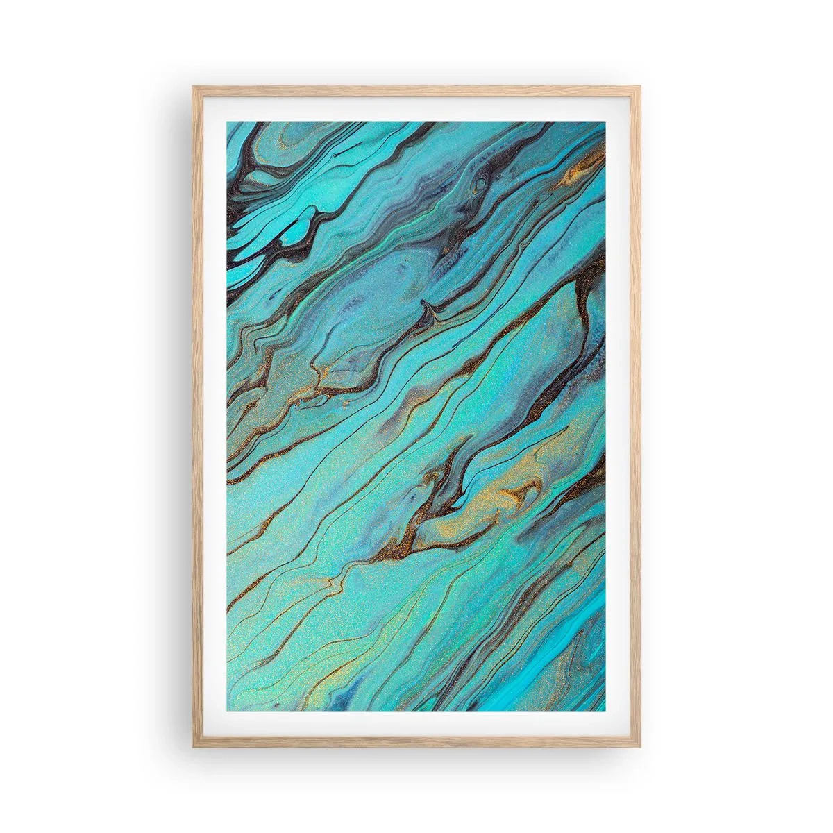 Poster in light oak frame - Turquoise Tide - 61x91 cm