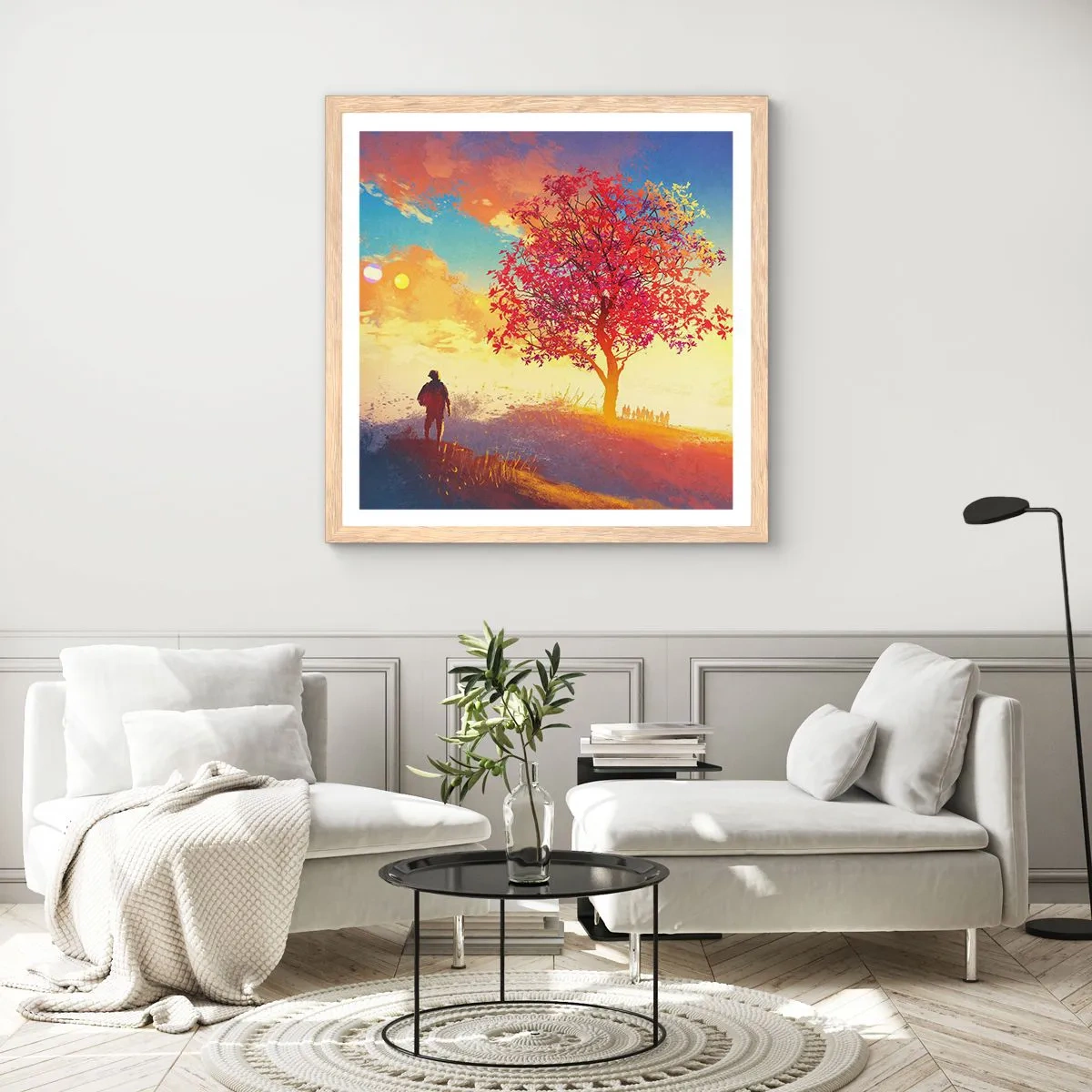 Poster in light oak frame - Pilgrim at Its Goal - 40x40 cm