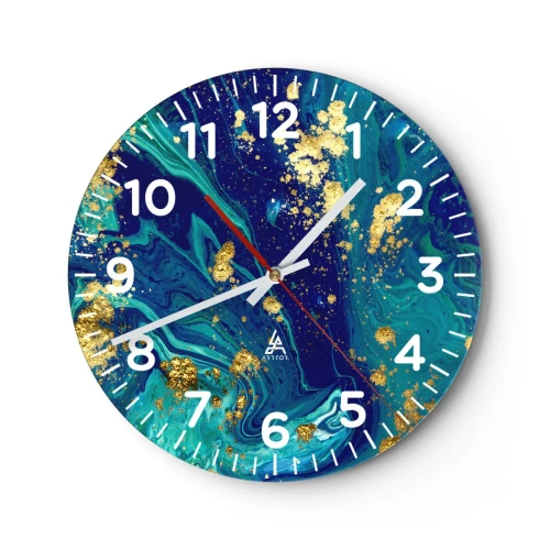 Wall clock - Clock on glass - Sun Flakes - 40x40 cm