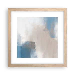 Poster in light oak frame - Pink Abstract with a Blue Curtain - 30x30 cm