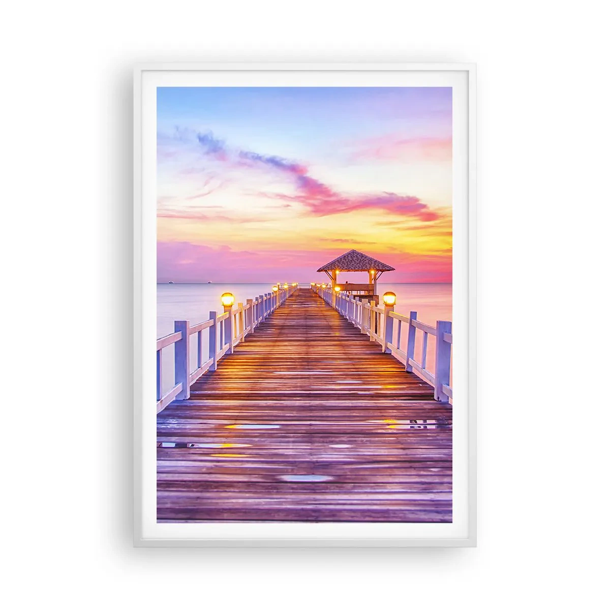 Poster in white frmae - Lilac and Gold Silence of an Evening - 70x100 cm