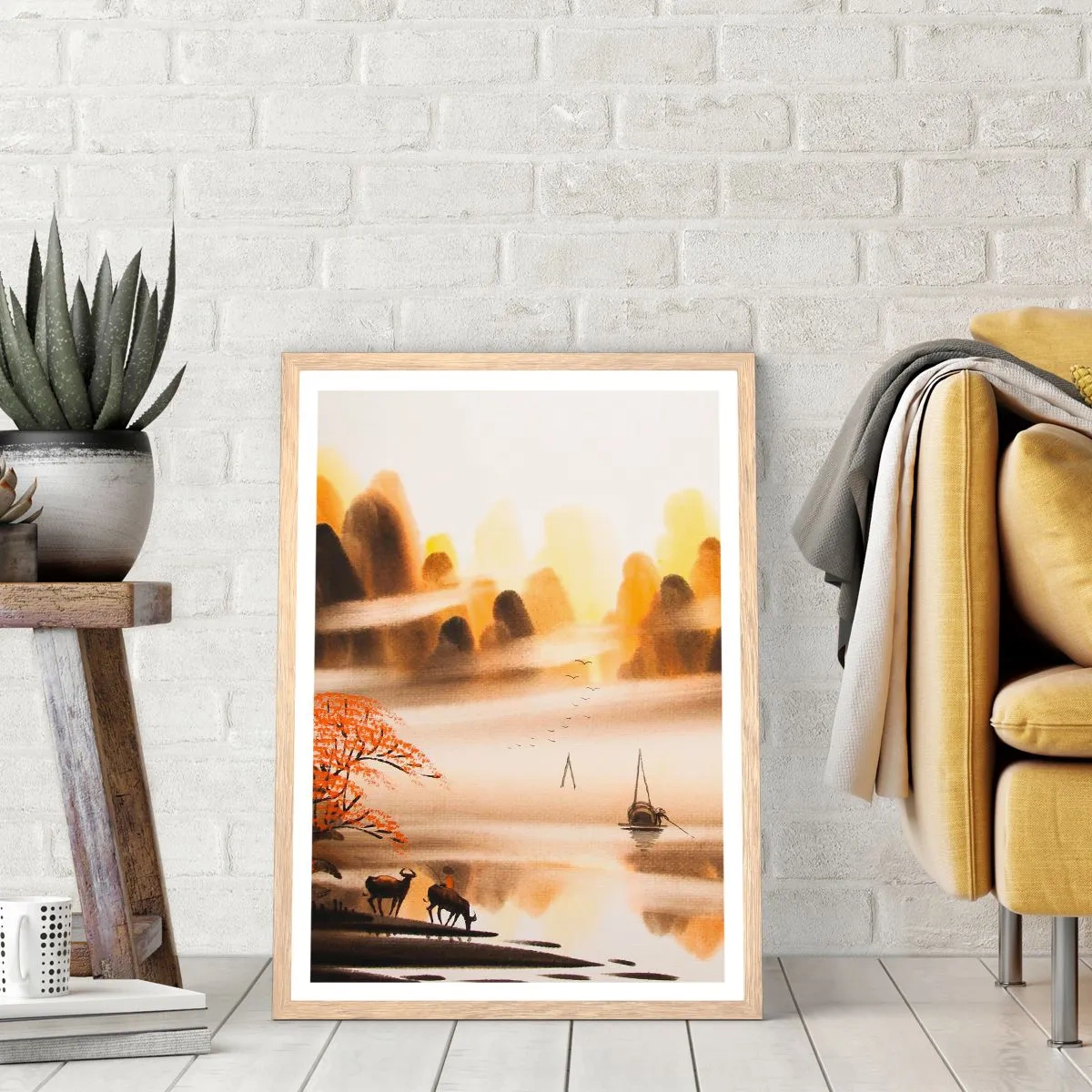 Poster in light oak frame - Further than Far East - 70x100 cm