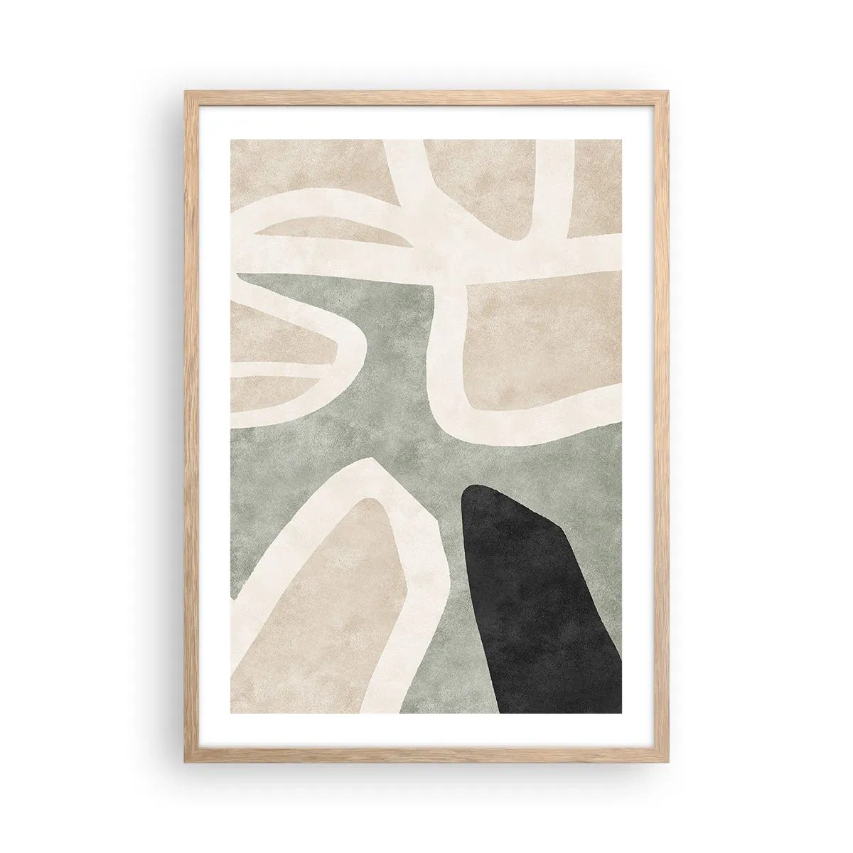 Poster in light oak frame - Composition with a Black Motif - 50x70 cm