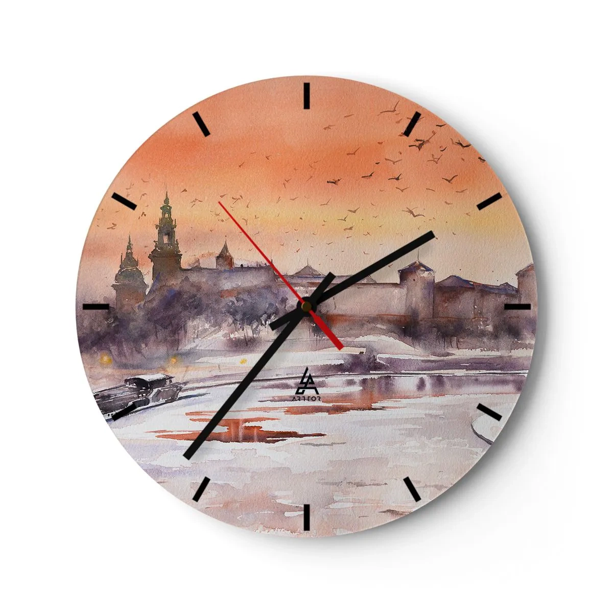 Wall clock - Clock on glass - Royal Sunset - 40x40 cm