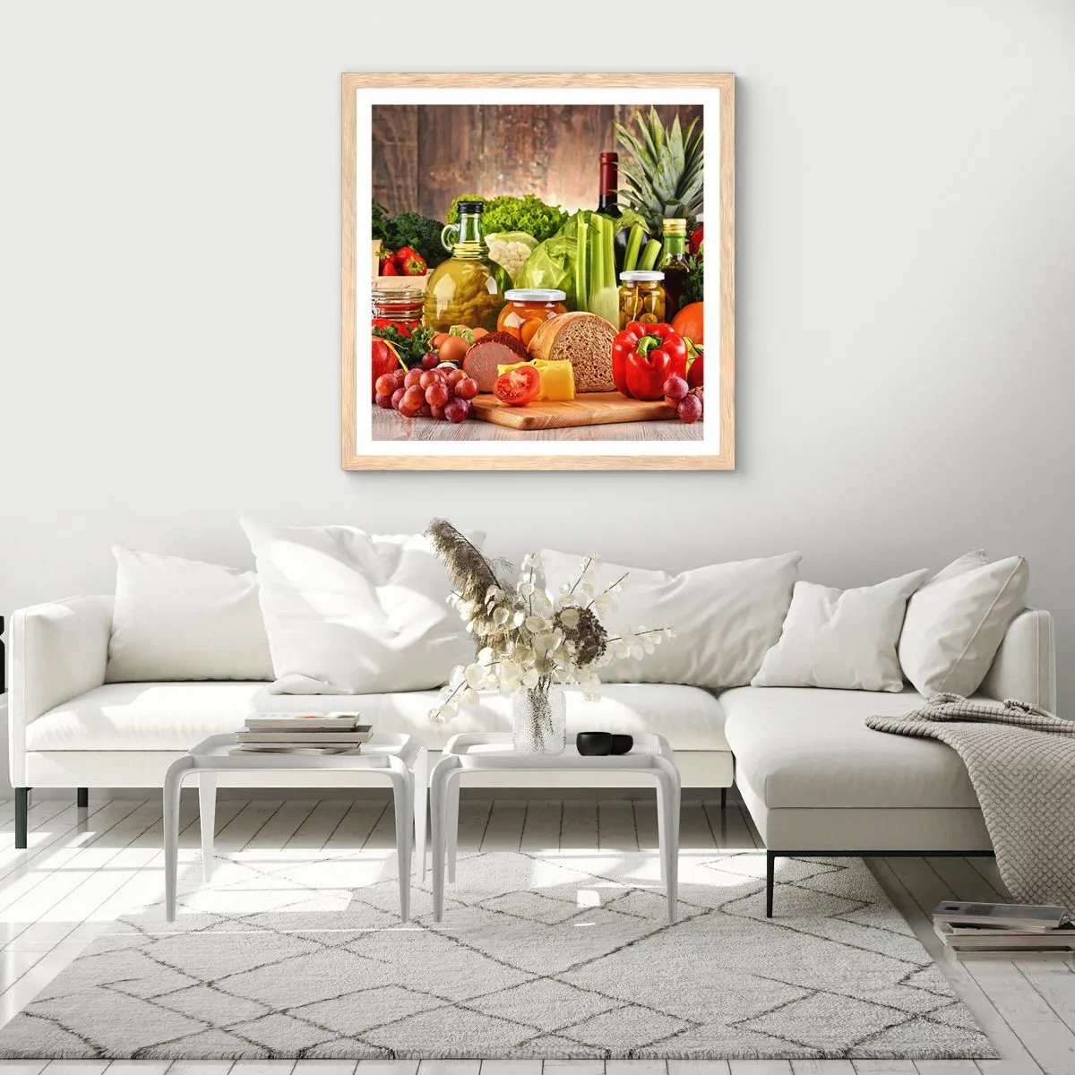 Poster in light oak frame - Smoked, Baked, Marinated - 50x50 cm