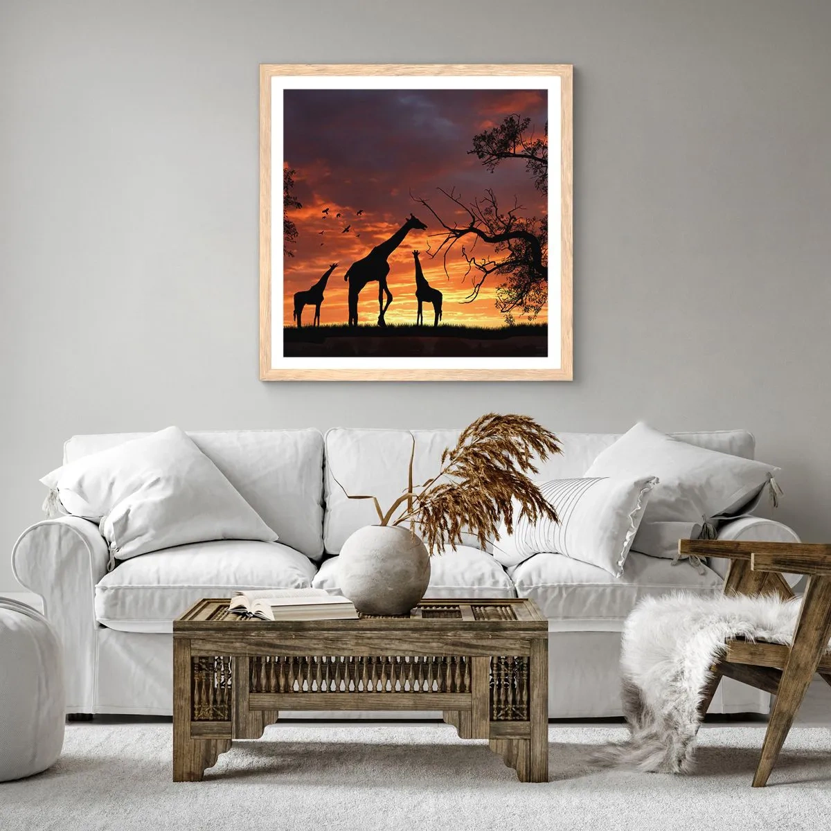Poster in light oak frame - Small Dinner among Close Ones - 60x60 cm