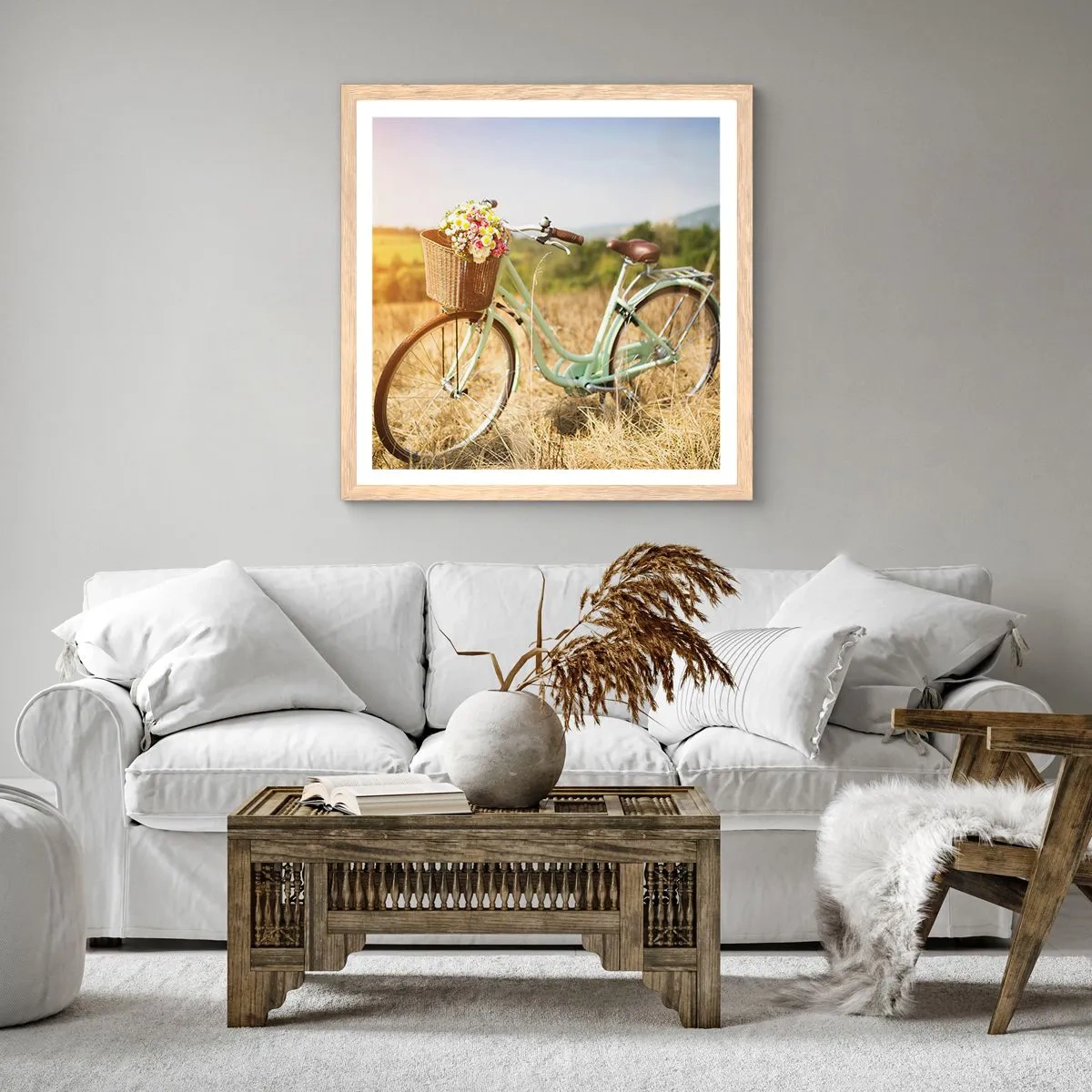Poster in light oak frame - I will Stay Here for a While - 40x40 cm