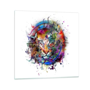 Glass picture - Behind Rainbow Curtain - 70x70 cm
