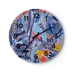 Wall clock - Clock on glass - Hawaian Garden - 40x40 cm
