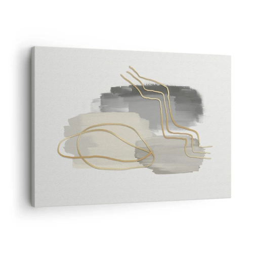 Canvas picture - Abstract golden lines on a gray background - 70x50cm - Persistance and Movement - Modern wall decoration for the living room and bedroom ARTTOR
