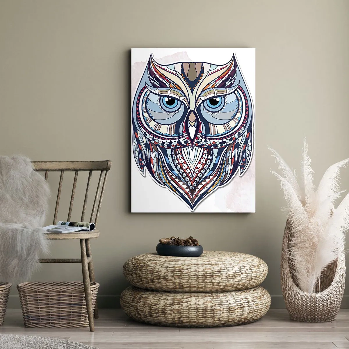 Canvas picture - Ornamental Owl - 55x100 cm