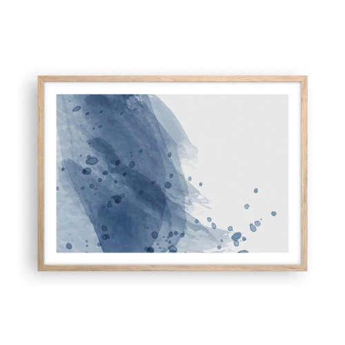 Poster in light oak frame - Blue Tulle - 70x50 cm