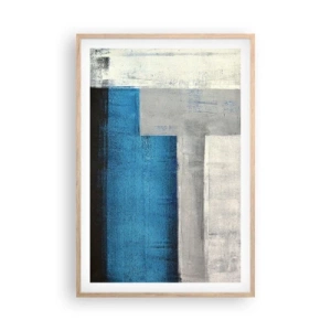 Poster in light oak frame - Poetic Composition of Blue and Grey - 61x91 cm