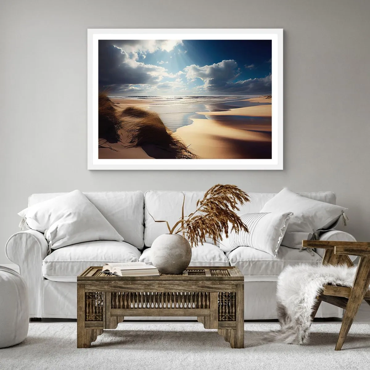 Poster in white frmae - Beach, Wild Beach - 30x30 cm