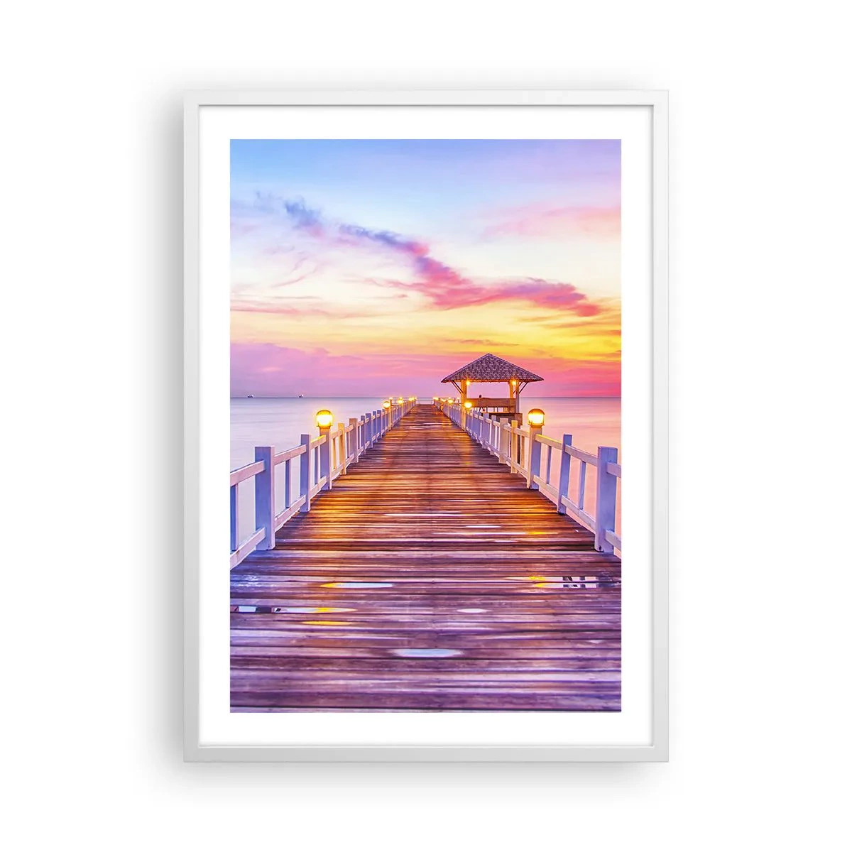 Poster in white frmae - Lilac and Gold Silence of an Evening - 50x70 cm